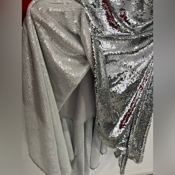 ASOS ARCHIVE Sequin Embellished Long Sleeve Dropped Waist Maxi Dress 0 - Picture 8 of 8